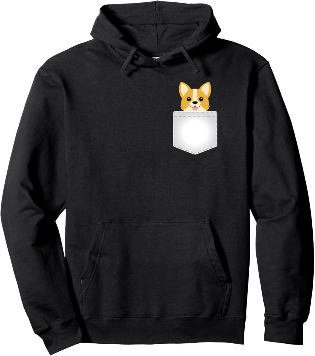 Corgi Hund in Brusttasche Pullover Hoodie