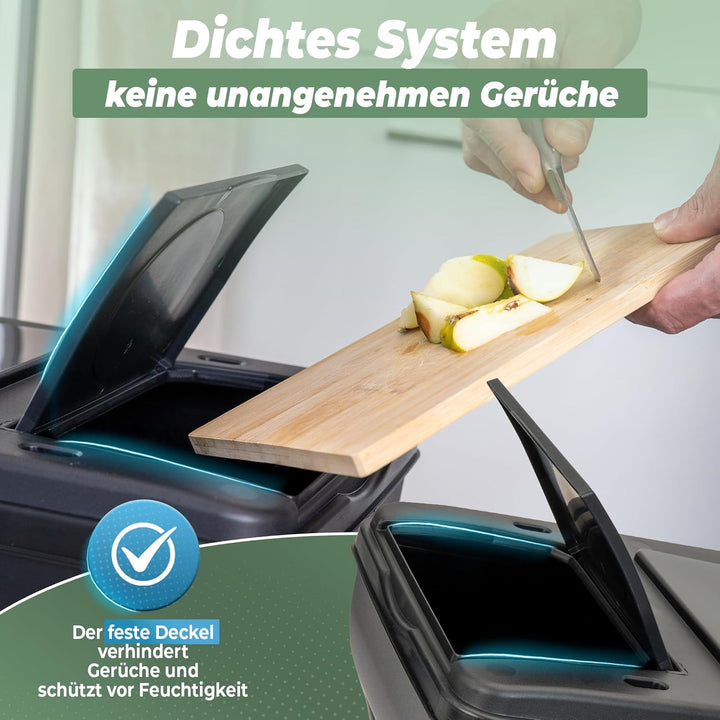 Novaliv Mülltrennsystem Set - 4x 25L Mülleimer Trennsystem - Mülleimer 4 Fächer - Mülltrennsysteme s