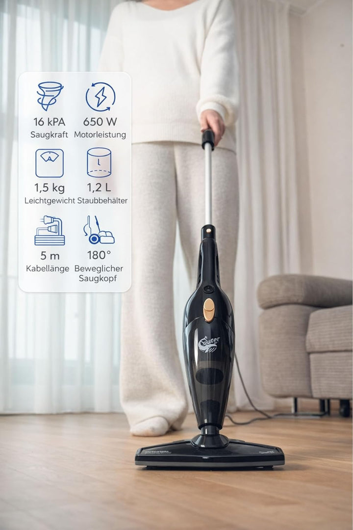 S12 Akku Staubsauger – 16 kPa Starker Handstaubsauger, Ultra-Leichter Stabstaubsauger 1,5 kg, 650 W,
