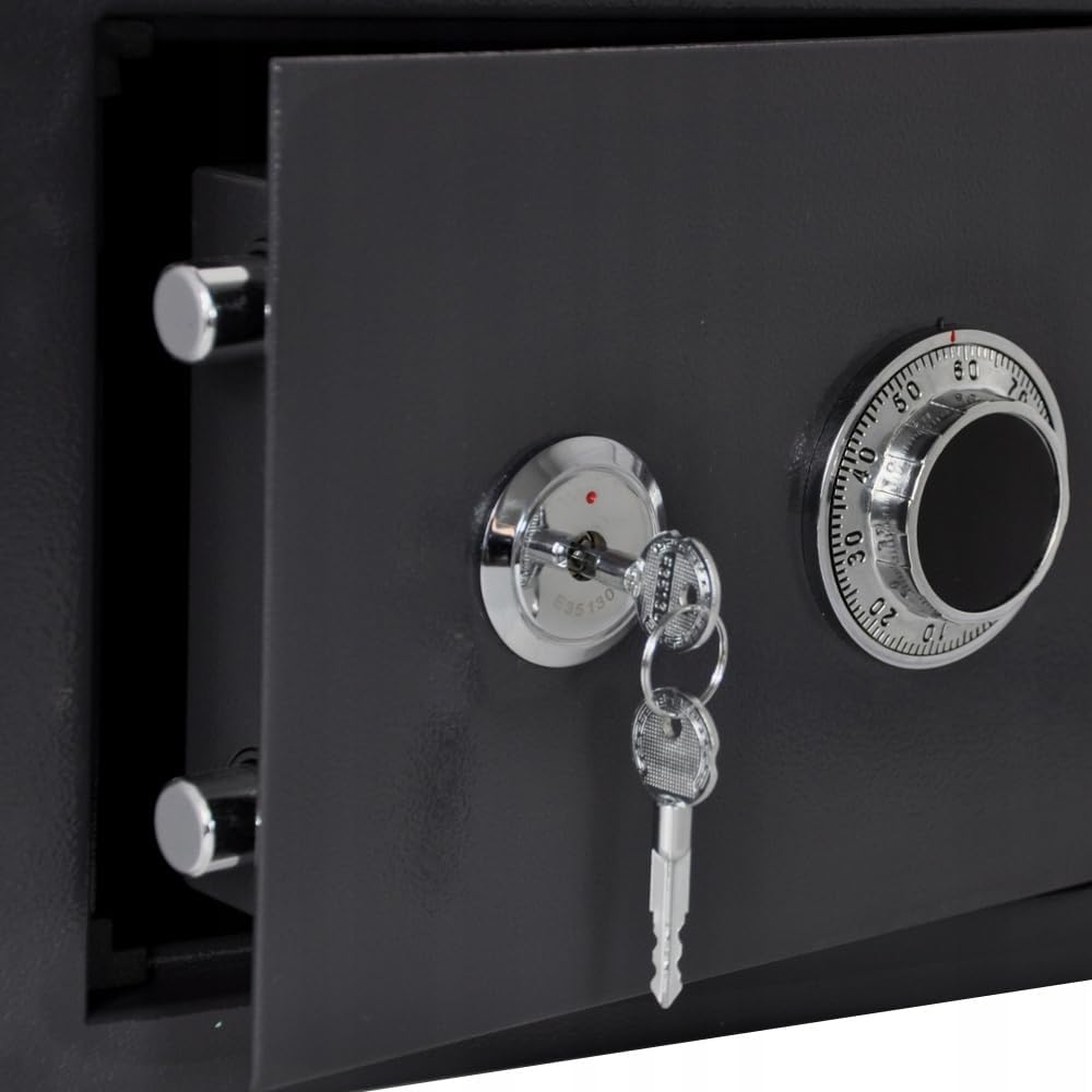 ALSTEN TECH Tresor Möbeltresor Safe Mechanisches Kombinationsschloss + Doppelbartschloss Schranksafe