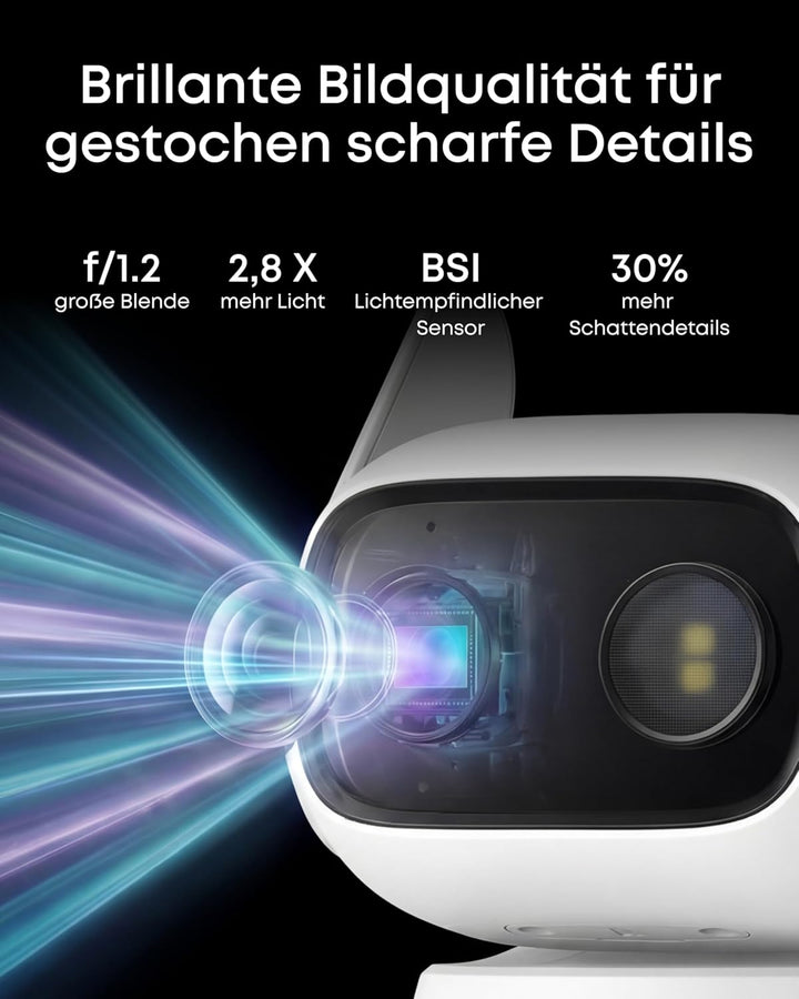 eufy Überwachungskamera C31 verkabelt, 2er-Pack, 360°-Sicht mit Schwenken/Neigen, Innen/Aussen, Dual