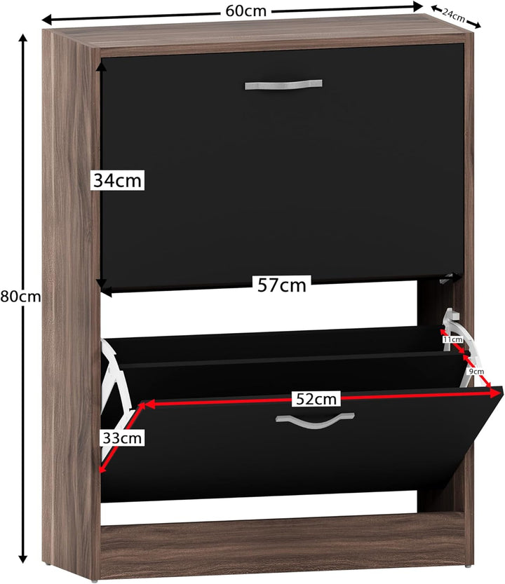 Vida Designs Schubladenboxen, Holz, Walnuss, Schwarz, Standard, Walnuss, Schwarz