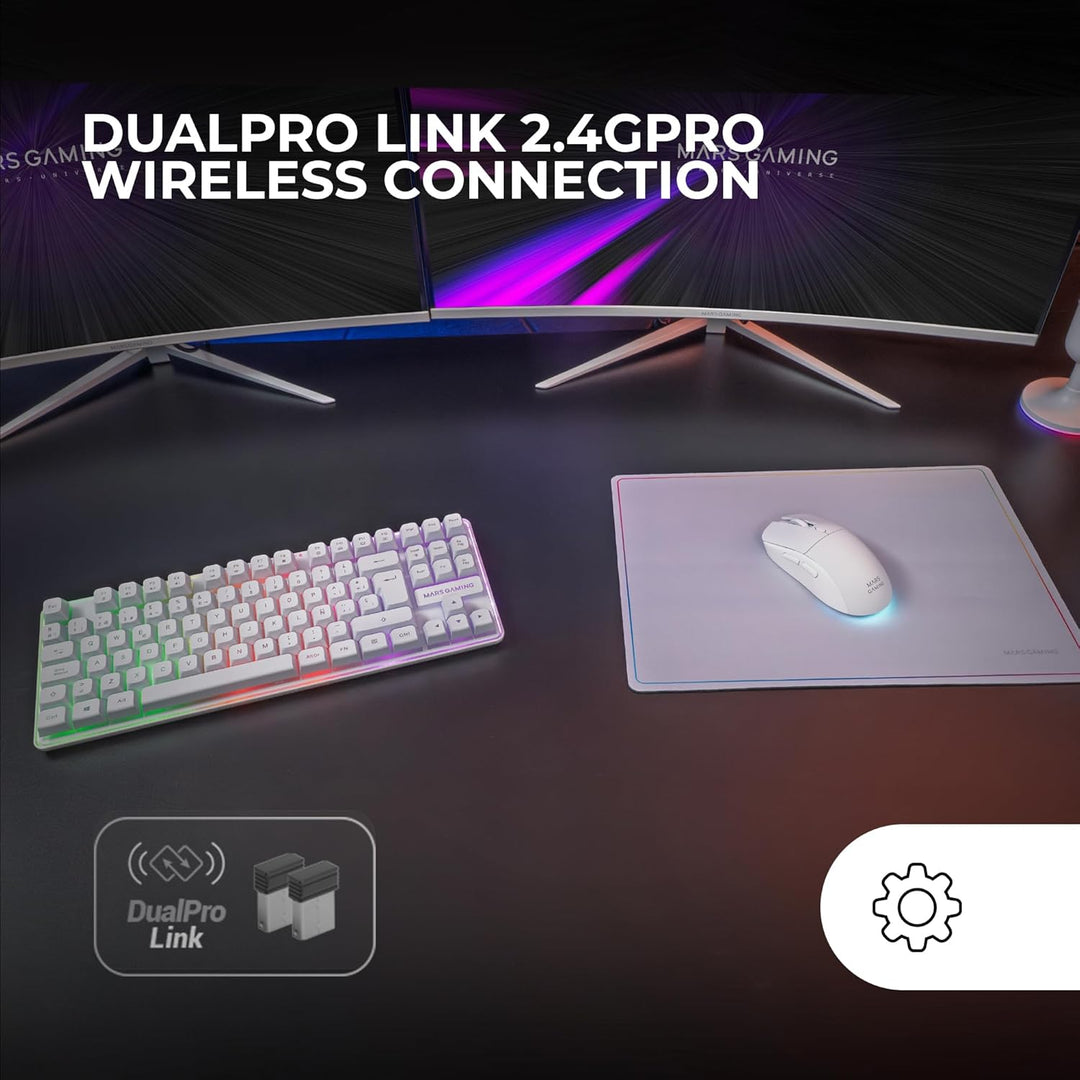 Mars Gaming MCPWTKL, Kabelloses Gaming-Combo, DualPro Link 2.4GPRO-Technologie, TKL FRGB Rainbow Tas