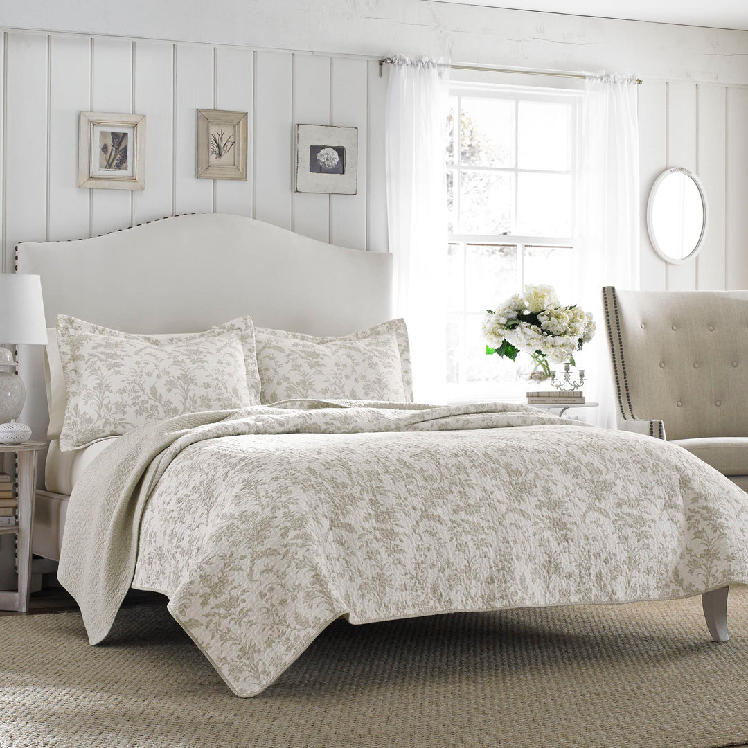 Laura Ashley Home Amberley Collection Steppdecken-Set, 100% Baumwolle, atmungsaktiv und leicht, wend