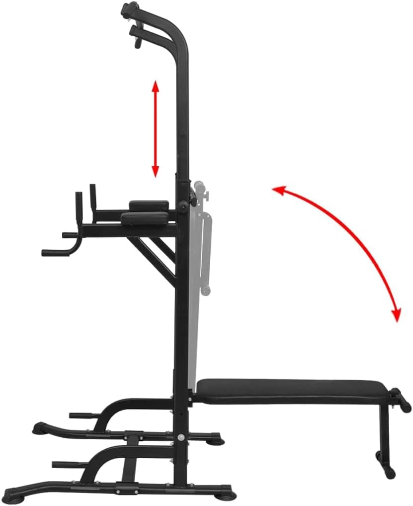 Power Tower mit Sit-Up-Bank verstellbar von bis Multifunktionale Kraftstation mit Klimmzugstange, Be