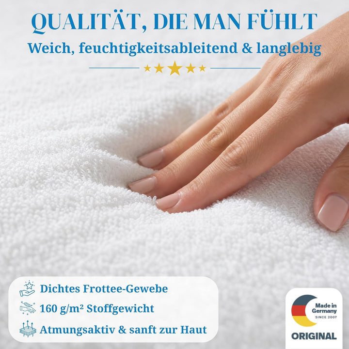 PROCAVE Matratzenbezug Frottee unversteppt 140 x 190 cm | Matratzen-Höhe 10-15cm | Matratzenschoner