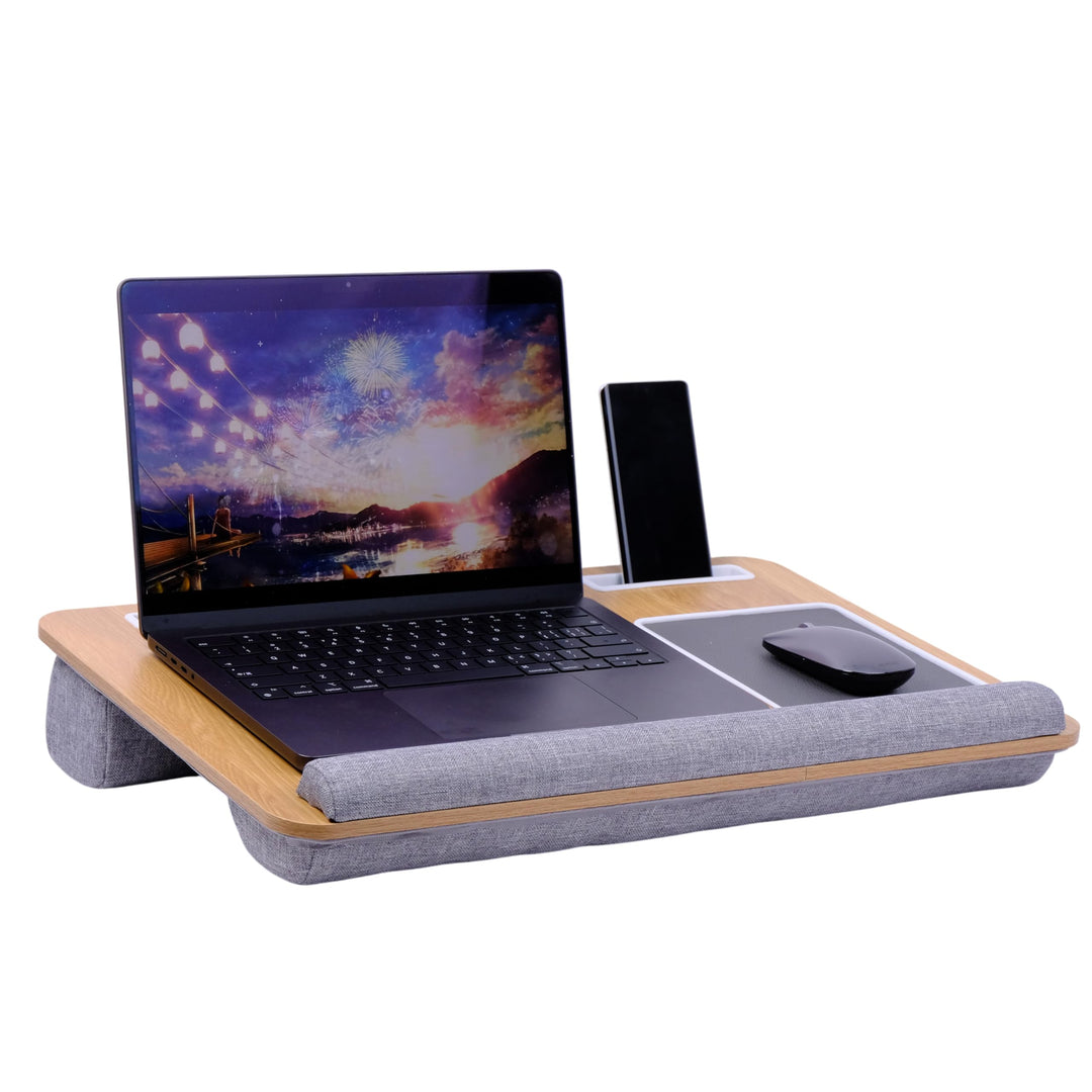 Laptopkissen für Bett &amp; Sofa – Knietablett mit Kissen, Handyhalter &amp; Handgelenkauflage – Passend bis