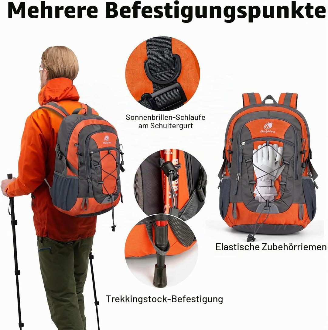 25L Wandernrucksack Damen Herren, Outdoor Rucksäcke Tagesrucksäcke, Wasserdichter Reiserucksack für