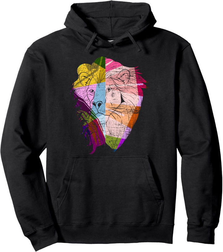 König der Tiere Geschenk Buntes Löwe Pullover Hoodie