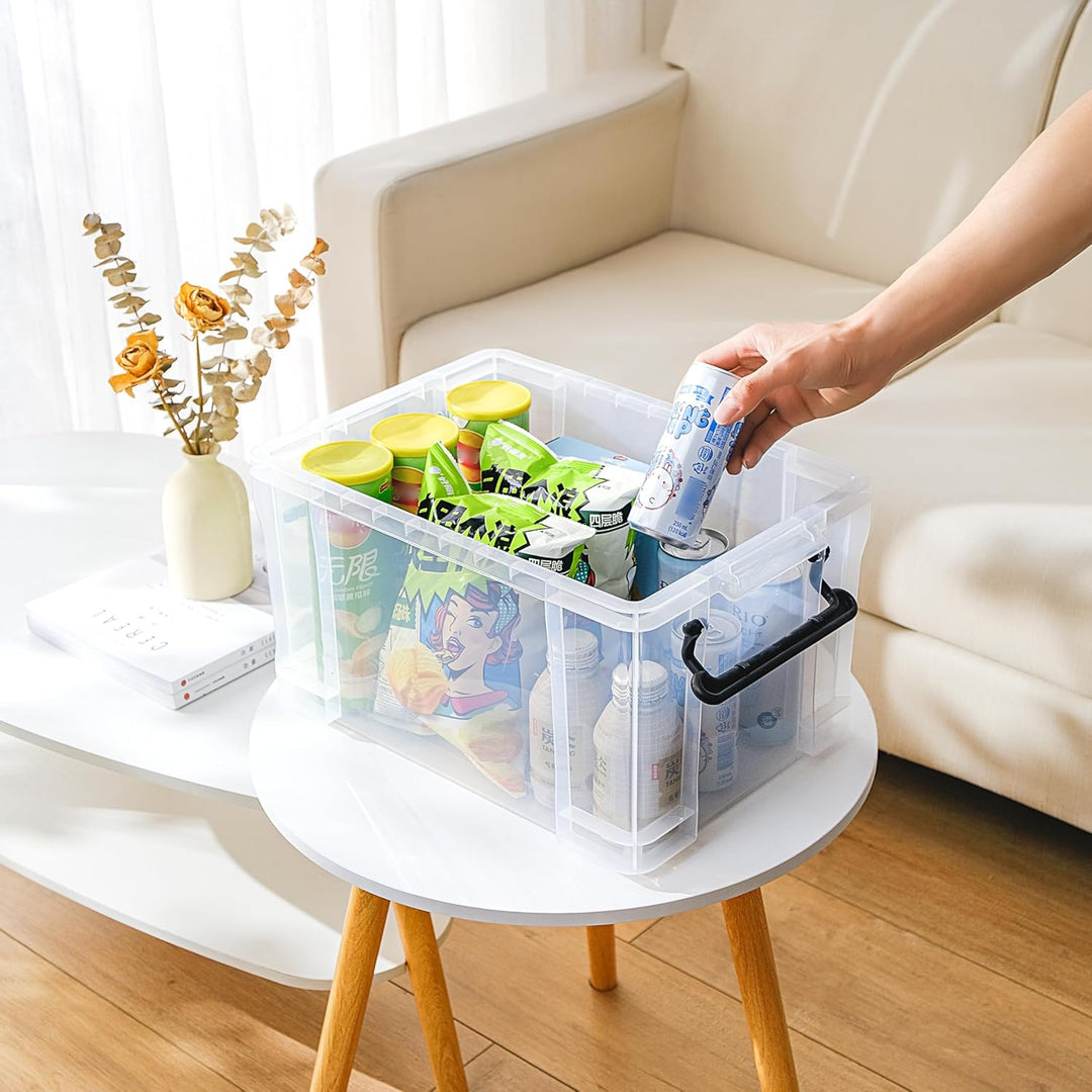 Cetomo,25L,3er-Pack, Aufbewahrungsbox mit deckel,Aufbewahrungsboxen, mit Clips, stapelbar, Wohnzimme