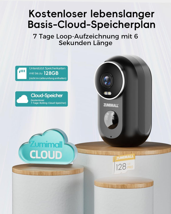 ZUMIMALL Überwachungskamera Aussen/Innen, 2 Pack WLAN Kamera Doppelständer mit Magnethalterung, 100%