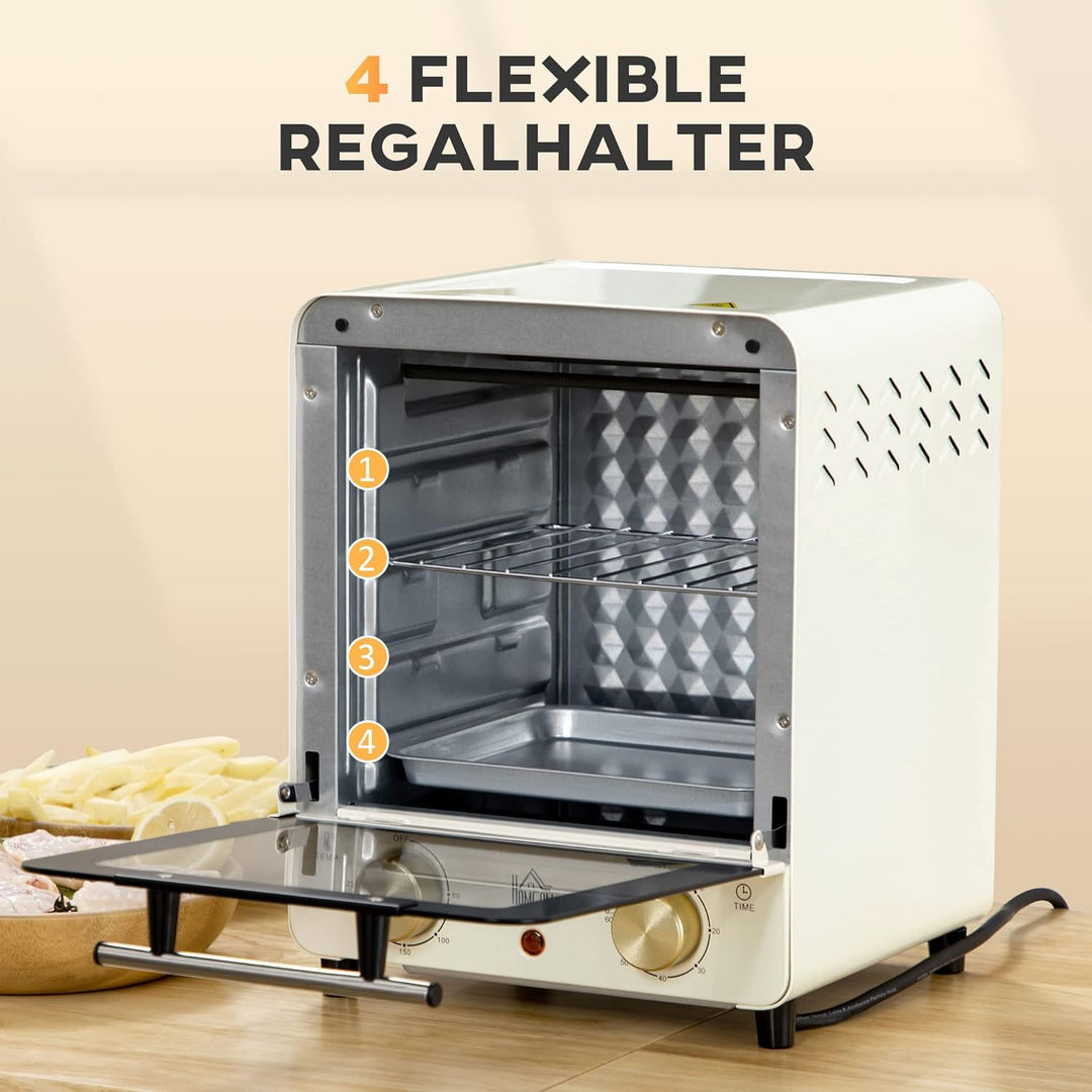 HOMCOM Minibackofen 15L, Pizza-Ofen mit Umluft, 1000 W Elektrischer Mini Ofen inkl. Backblech Set, K