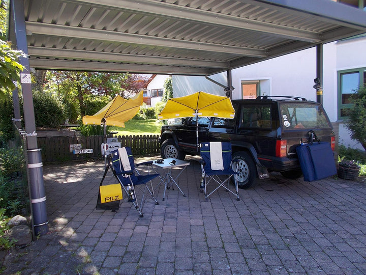 Mit 2 Stück Fächerschirm GELB - Camping Reise -Set Holly&
