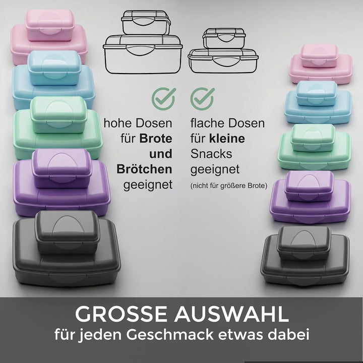 Hausfelder Brotdose Set Erwachsene – 4er Lunchbox Set blau mit 2 grossen (18x14x6,5cm) &amp; 2 kleinen (