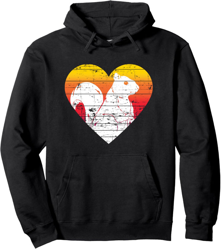 Waldbewohner Tierfreund Retro Herz Eichhörnchen Pullover Hoodie