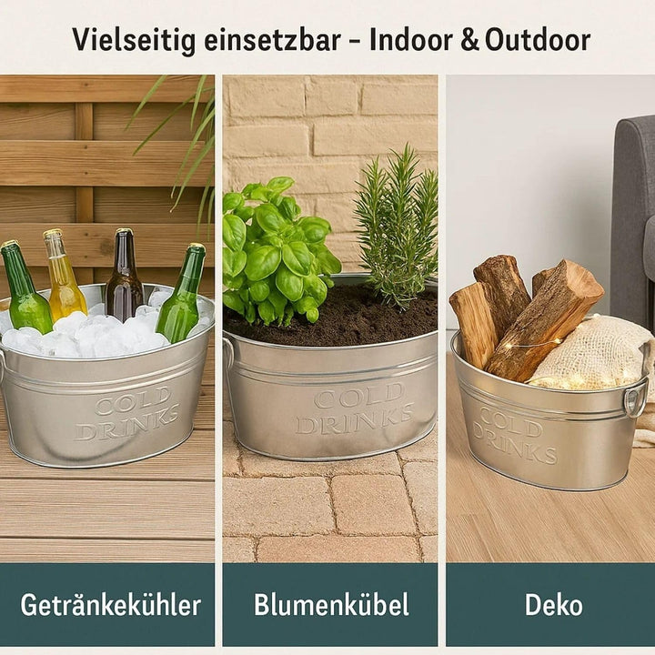 BigDean Zinkwanne gross XXL für Garten Getränkekühler extra gross 24 Liter Getränkewanne verzinkt
