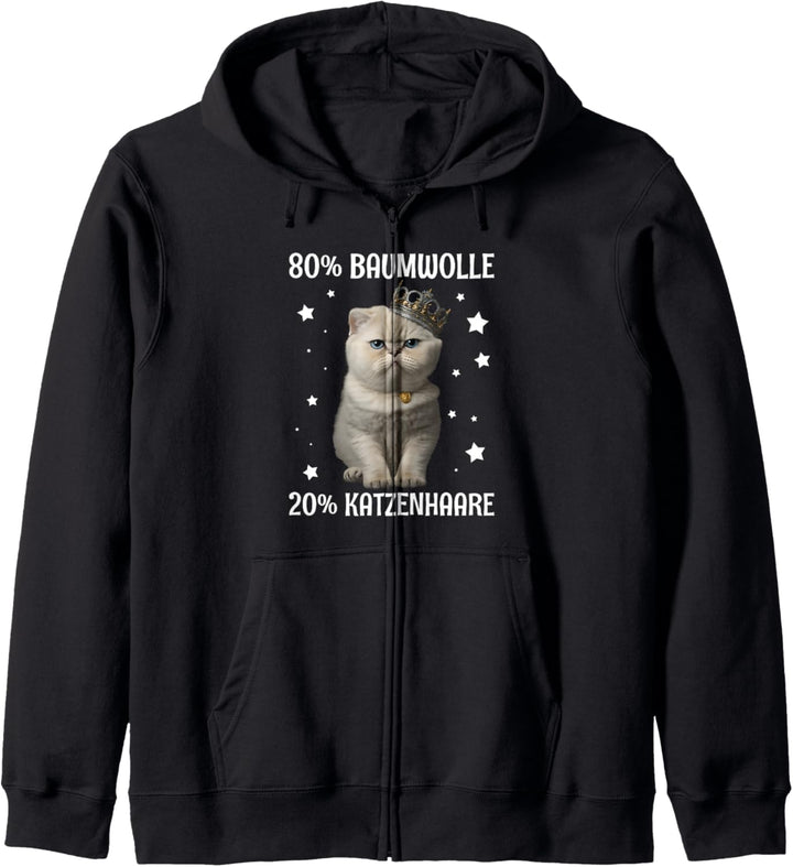 80% Baumwolle 20% Katzenhaare Katze Lustig Kapuzenjacke