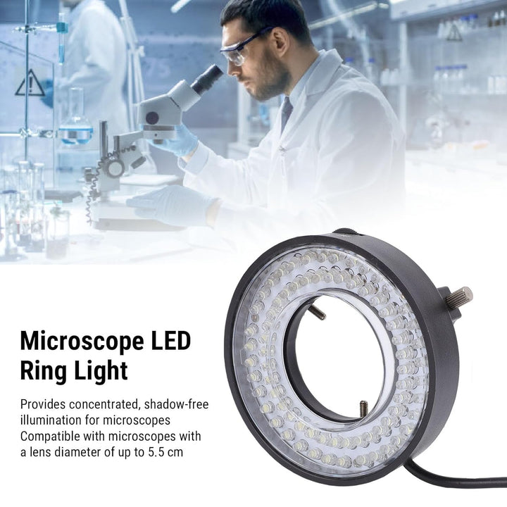 Denash Mikroskop-LED-Ringlicht, 72 LED-Lichtquelle mit Einstellbarer Helligkeit und Helligkeitsregel