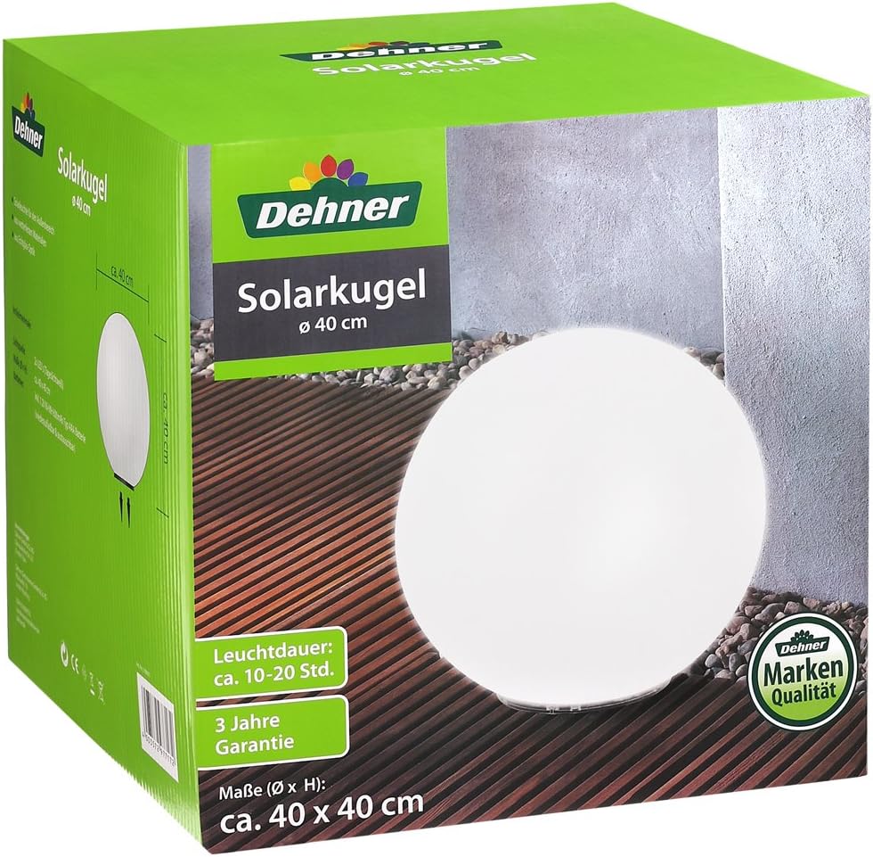 Dehner Solarkugel, Echtglas-Optik, weiss, 41.5 x 41 x 40.5 cm