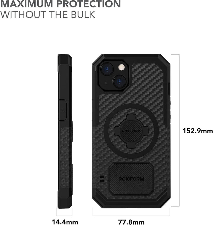 Rokform - iPhone 13 Hülle, Rugged Series, Dual Magnet Plus MagSafe kompatibel, magnetische Schutzhül