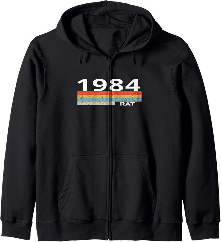 1984 Vintage Stripes Birthday Die Ratte Kapuzenjacke