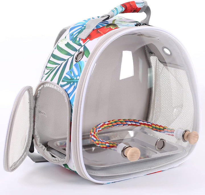 ORIZZP Vogeltrage-Rucksack mit Seilsitzstange, tragbarer Vogel-Reise-Rucksack (mehrfarbig, Vogelträg