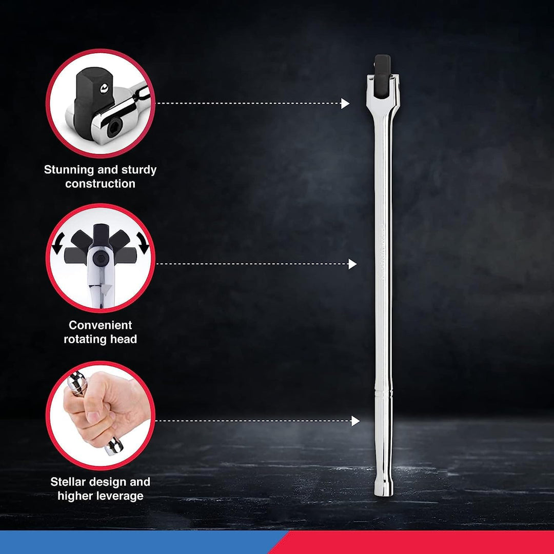 Neiko 00200A 1/2 Zoll Antriebsverlängerung Breaker Bar | CR-V Stahl | drehbarer Flexkopf | 38,1 cm L