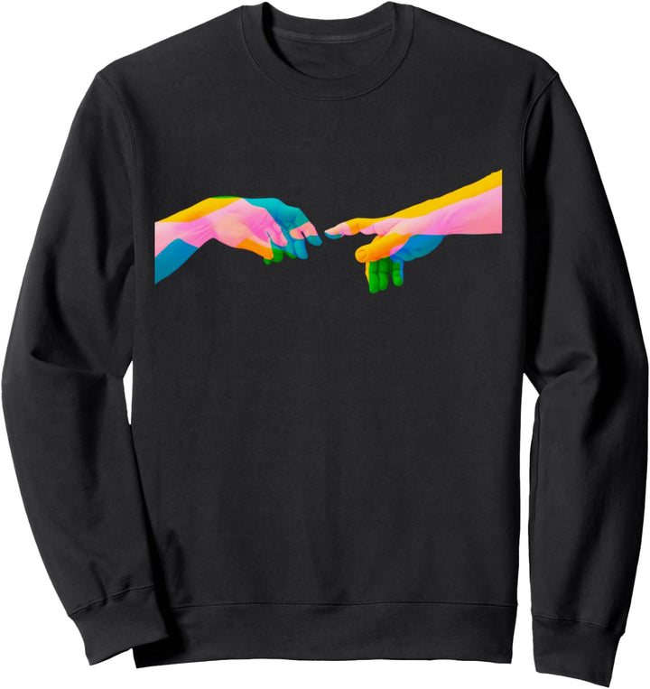 Erschaffung von Adam Michelangelo Glitch Vaporwave Aesthetic Sweatshirt