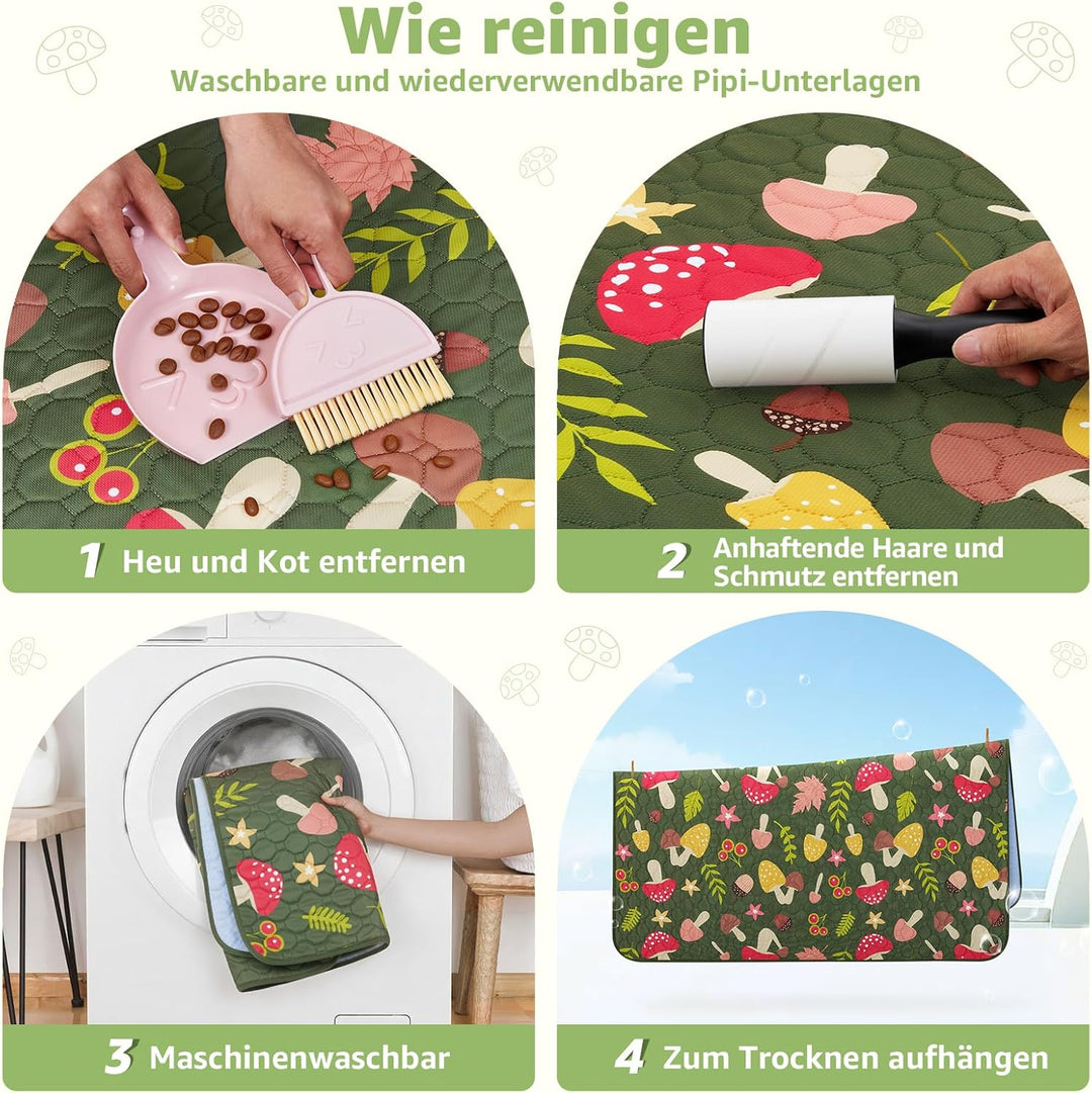 PICK FOR LIFE 2 Stück Pipipads Meerschweinchen waschbar, 90x60 cm 4-lagig saugfähige auslaufsichere