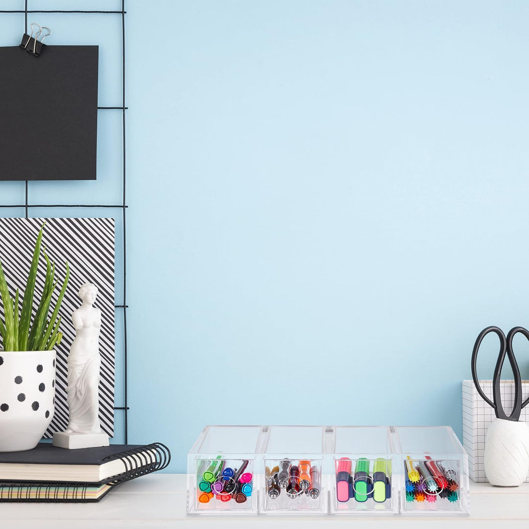 Relaxdays Schubladenbox Acryl, HBT: 6 x 25 x 17,5 cm, Hoch, Querformat, Organizer Kosmetik, Büro, 4
