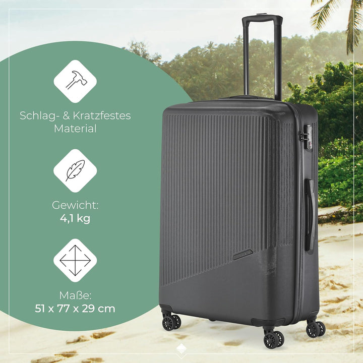 travelite 4-Rad Hartschalenkoffer gross 96 Liter, Gepäck Serie BALI: ABS Hartschalen Trolley mit TSA