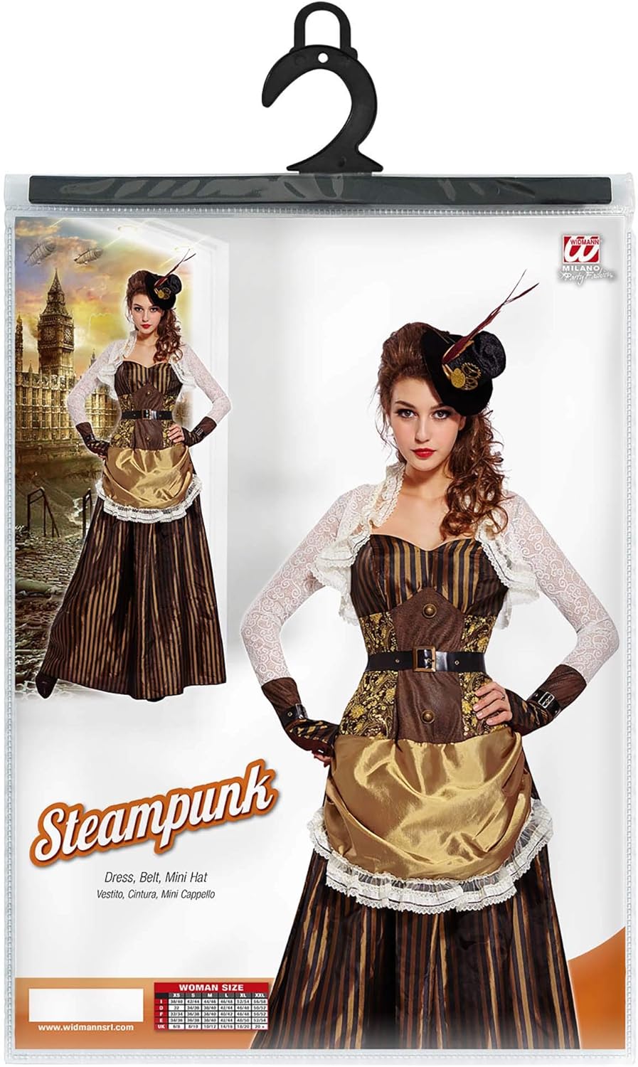 "STEAMPUNK" (dress, belt, mini hat) - (M), M