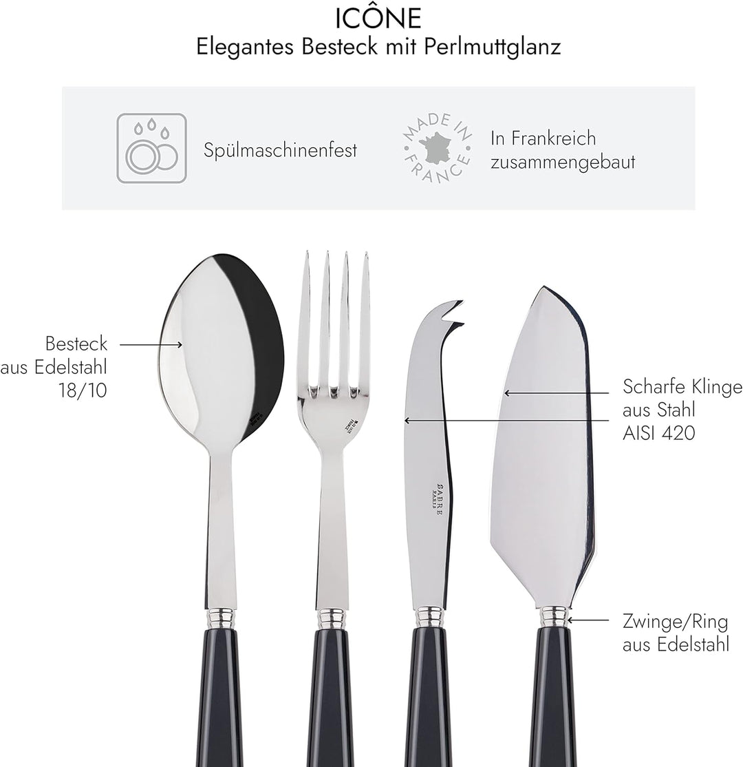 SABRE PARIS - Essential-Servierbesteck 4er Set - Icon - Tortenheber mit Klinge & Grosses Käsemesser