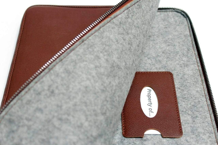 Pack & Smooch Für MacBook Pro 16 Hülle Pflanzlich Gegerbtes Leder Handmade in Germany Grau/Hellbraun