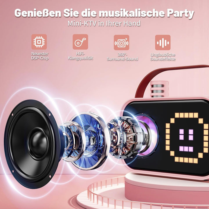 JYX Karaoke Anlage mit 2 Mikrofonen, Karaoke Maschine Kinder mit Professionellem Begleitmodus, Bluet