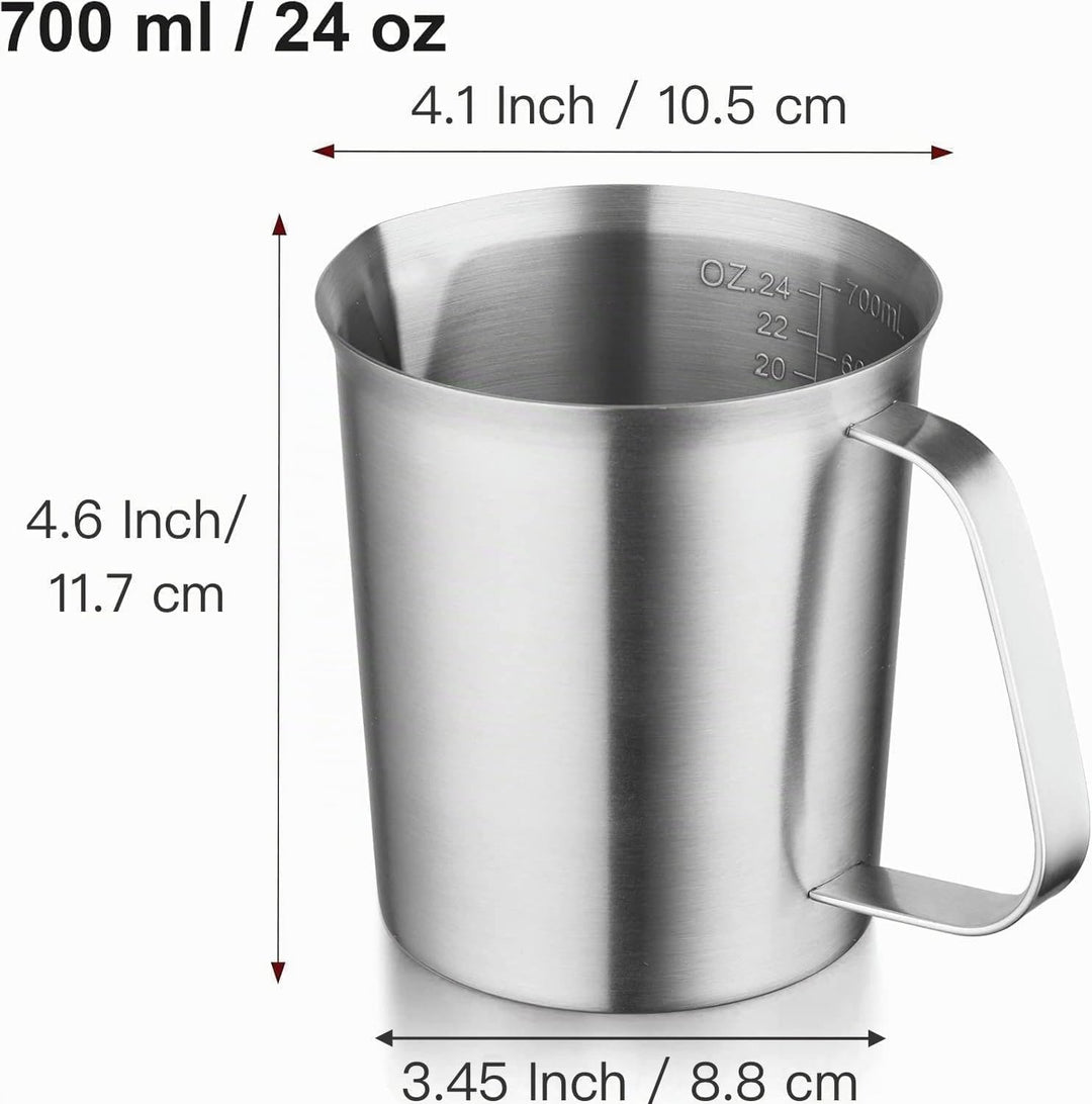CURTA auf Edelstahl Messbecher, 700 ml Messbecher, Milchaufschäumbecher, Arten von Markierungen, ein