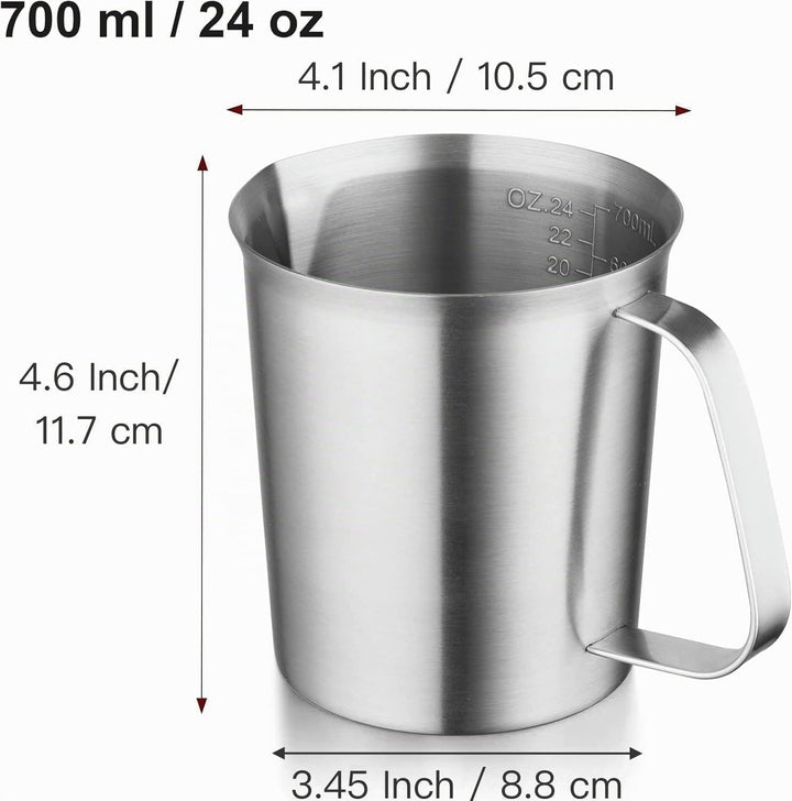 CURTA auf Edelstahl Messbecher, 700 ml Messbecher, Milchaufschäumbecher, Arten von Markierungen, ein