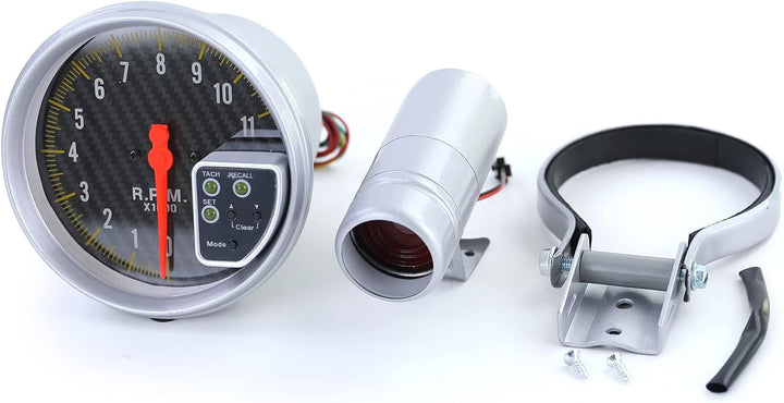 Performance Drehzahlmesser Carbon mit Shift Light und Halterung 5 Zoll