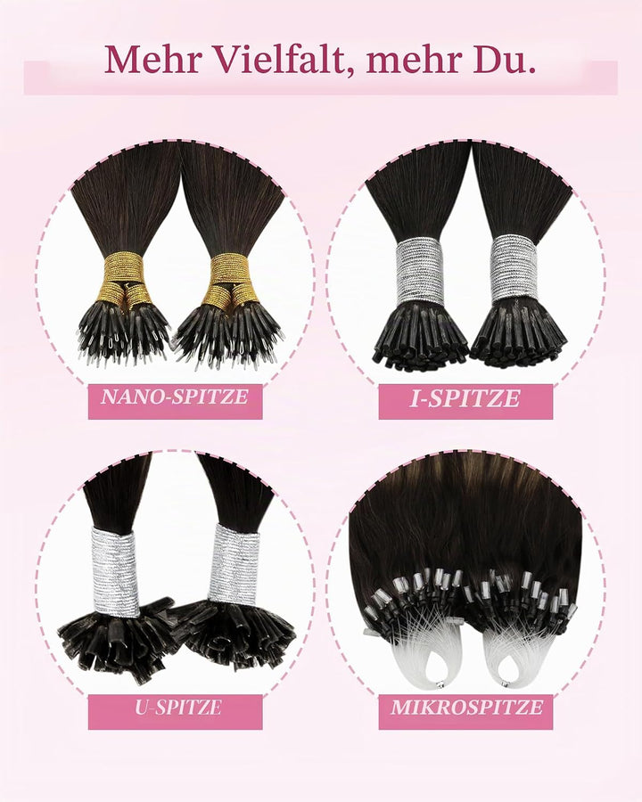 YoungSee Extensions Echthaar Microring Hellbraun Microring Extensions Echthaar 45 cm Microring Haarv
