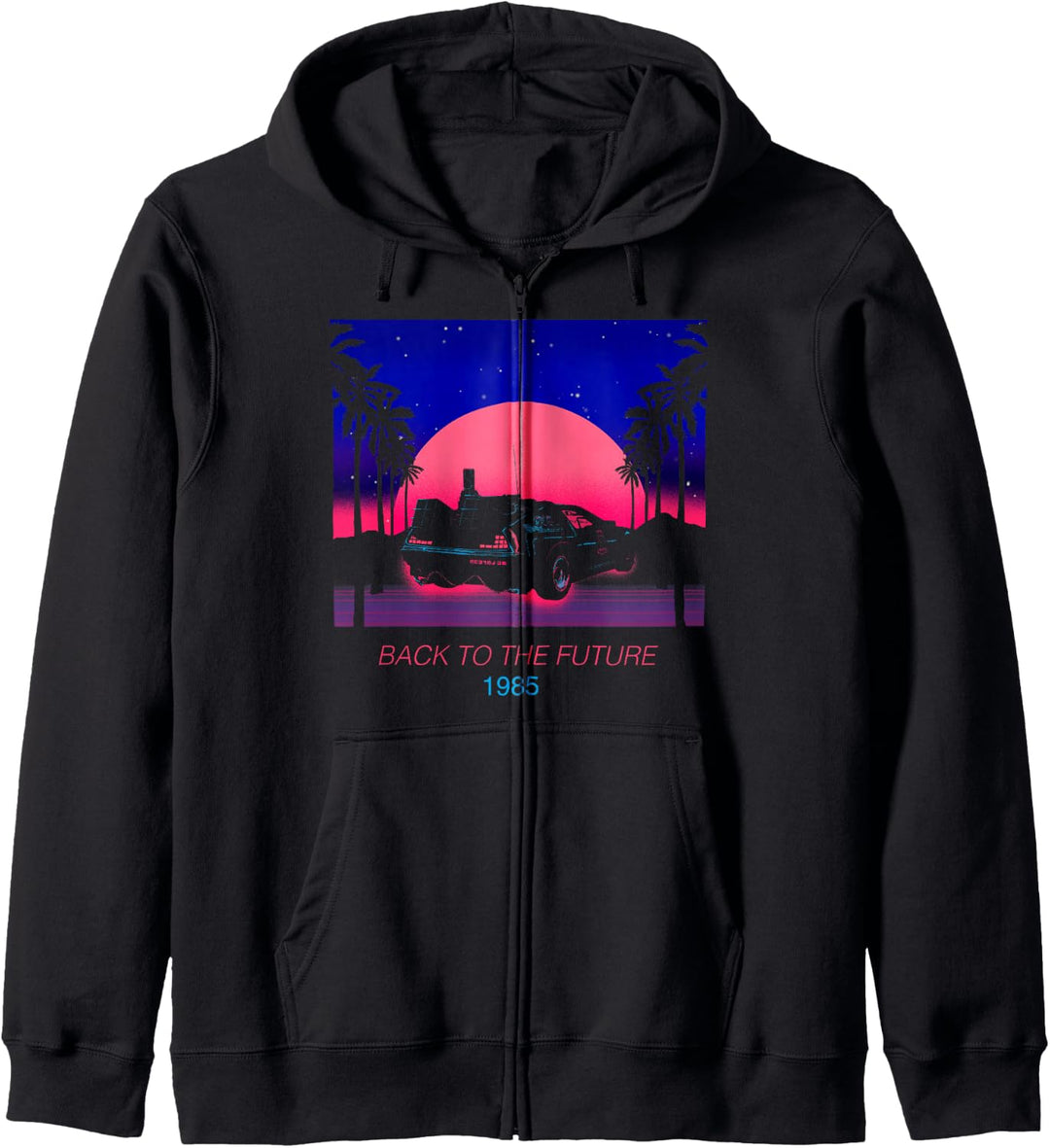 Back To The Future 1985 Neon Delorean Sunset Kapuzenjacke