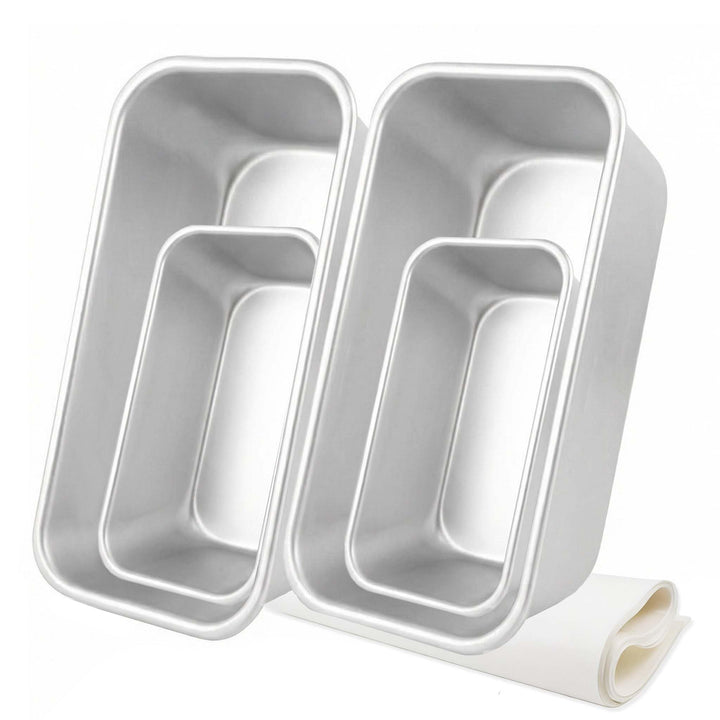 Brotbackform 4er-Set, Rechteckige Kastenform Backform aus eloxiertem Aluminium mit Antihaftbeschicht