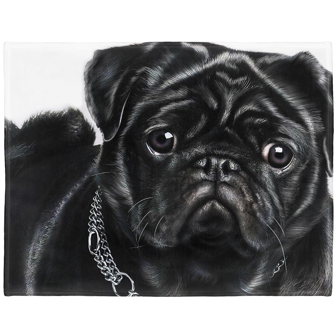 YISUMEI Decke Schwarzer Mops Kuscheldecken Weich Flanell Fleecedecke Bettüberwurf(125x150cm) 125 x 1