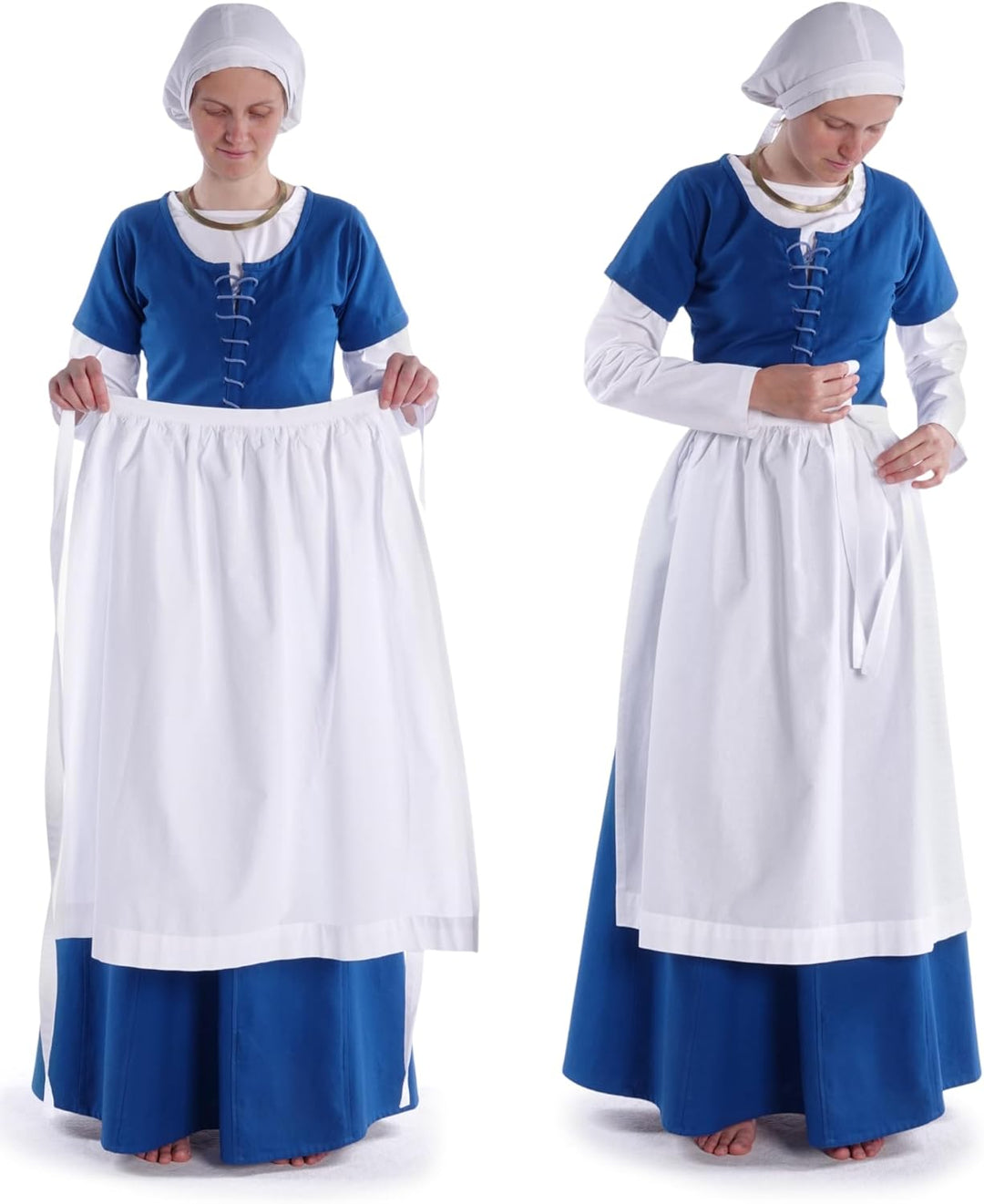 Mittelalter Schürze Baumwolle Modell: Repanse Weiss, Weiss
