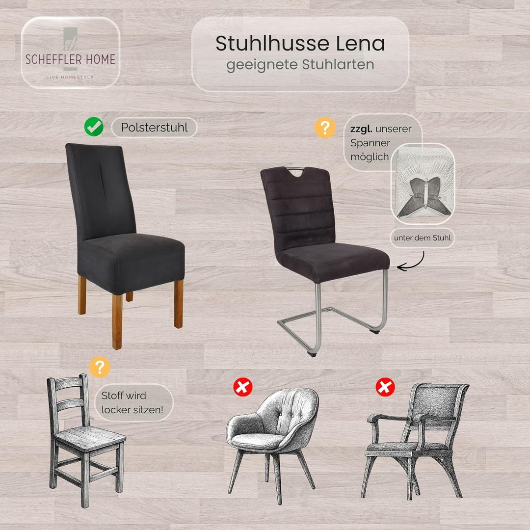 SCHEFFLER-Home Stuhlhussen 4er Set Lena Bordeaux/elastische und langlebige Hussen für Stühle/Robuste