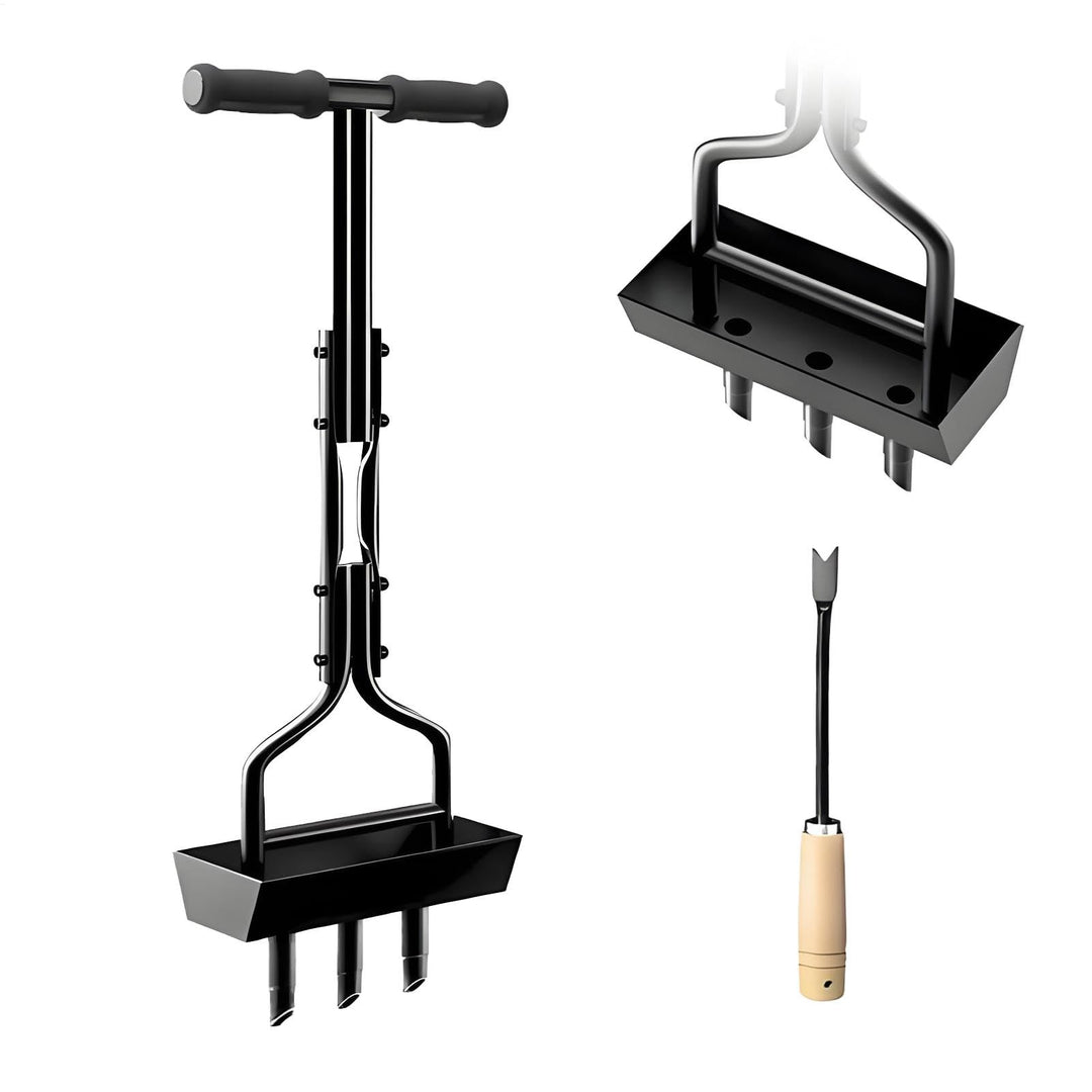 Rasenlüfter, Manuelle Rasenbelüfter-Entkernung, 96cm Aerifizierer für Rasen, 3 Kerne Bodenbelüftungs