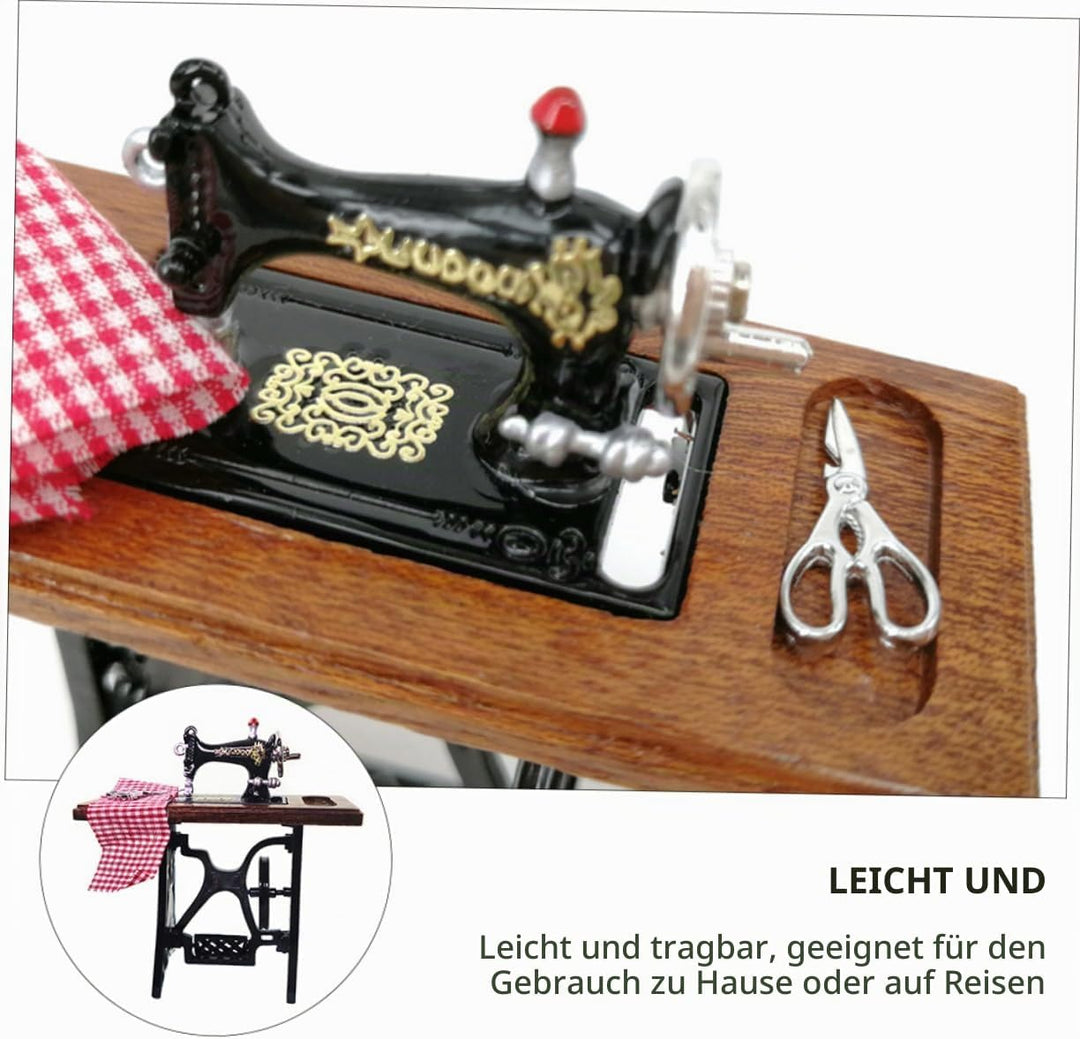 Supvox Mini Nähmaschine Dekoration für Puppenhaus Miniatur Wohnaccessoire Deko für Mini Hausmodelle