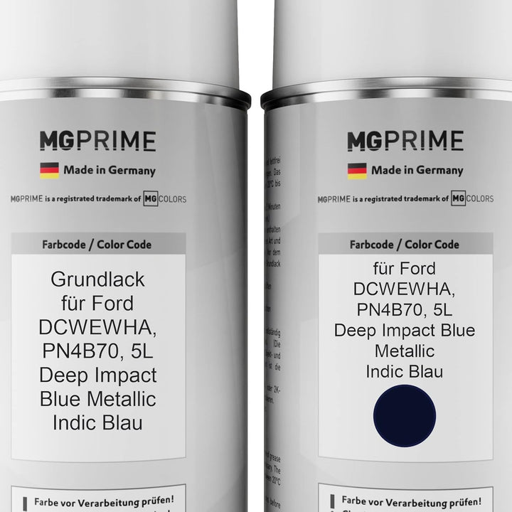 MG PRIME Autolack Sprühdosen Set für Ford DCWEWHA / PN4B70 / 5L Deep Impact Blue Metallic/Indic Blau