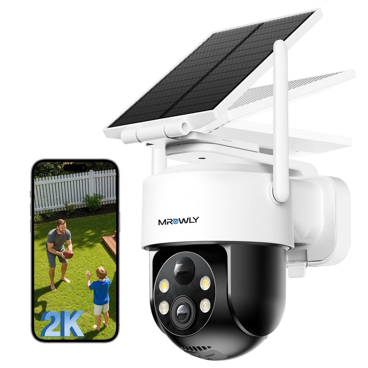 2K Überwachungskamera Aussen Solar, 360° PTZ Kamera Überwachung Aussen Akku, 2,4GHz WLAN Kamera mit