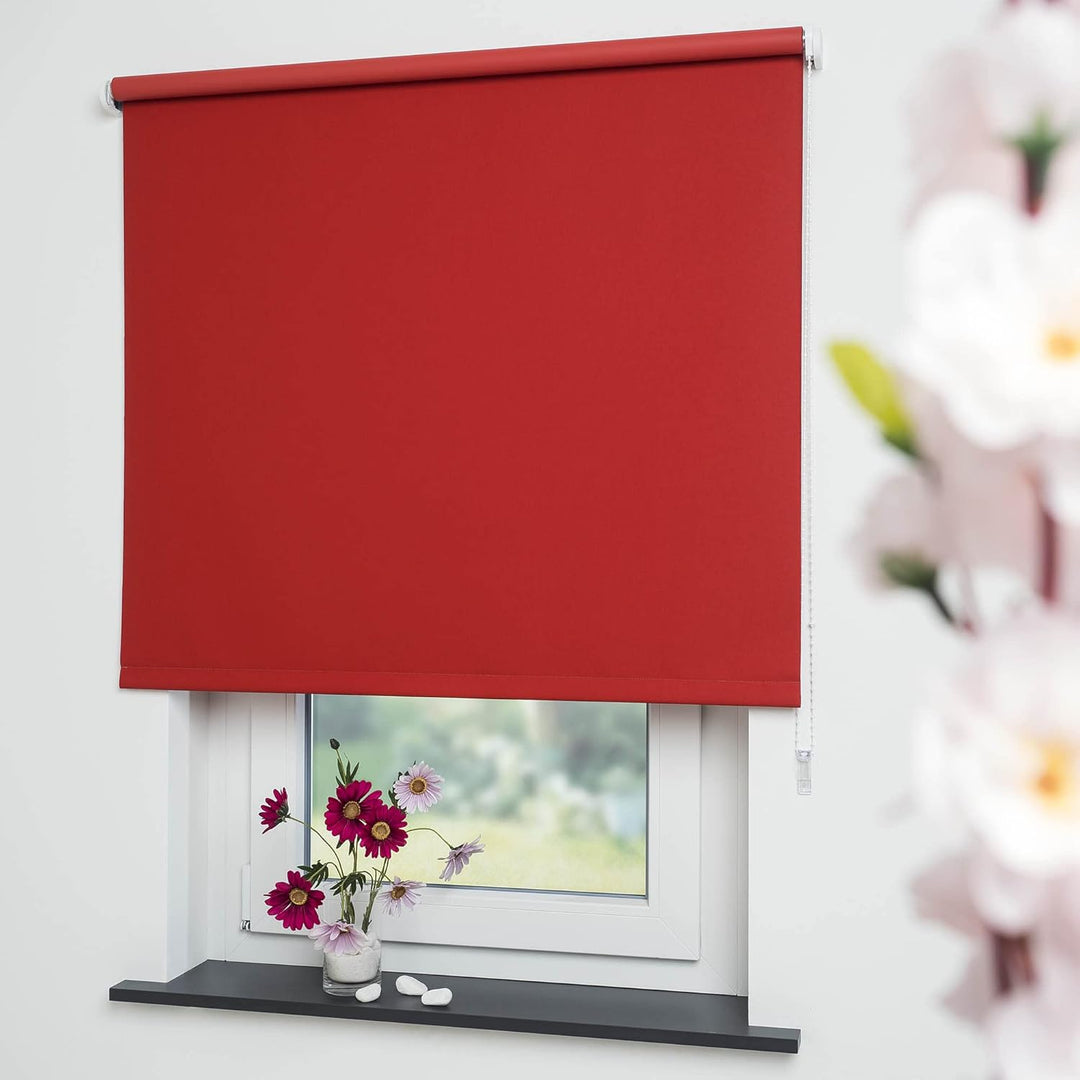 Liedeco® Rollo, Fenster Rollo, Kettenzug-Rollo / 82 x 180 cm (Breite x Höhe), rot/Verdunkelnd, Abdun