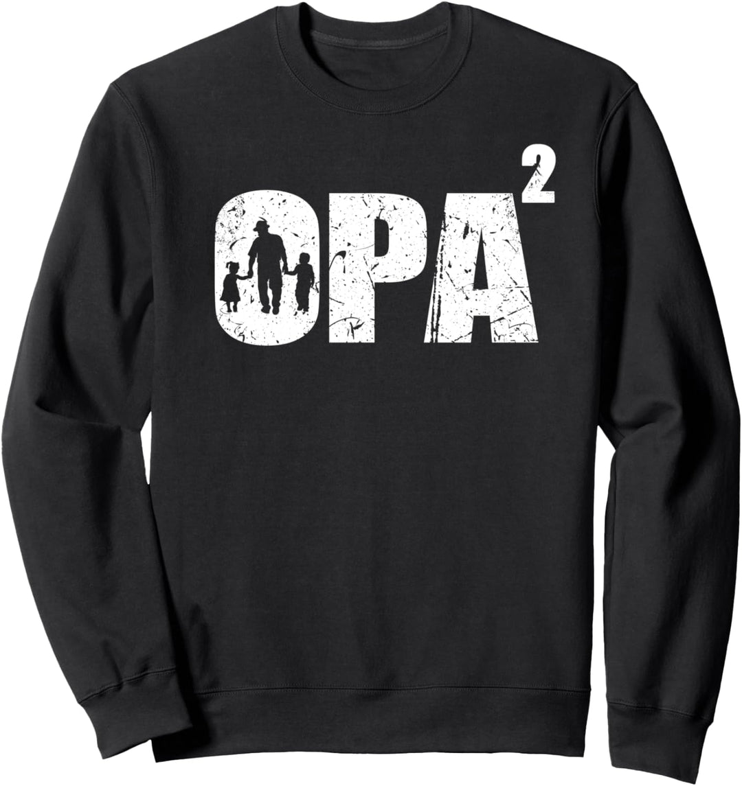 Opa hoch 2 zweifacher Opa werdender Opa mit 2 Enkelkinder Sweatshirt